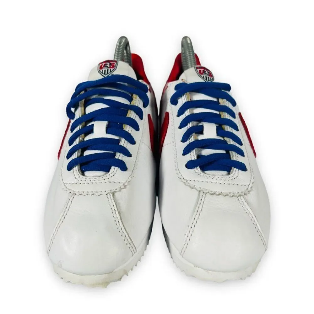 Nike ID Cortez US Soccer White Leather /‎ Red Suede 331986-997 Women's 5.5